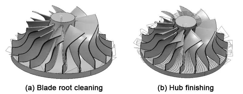 Figure 8 Blade root cleaning and hub finishing Figure 8 Blade root cleaning and hub finishing