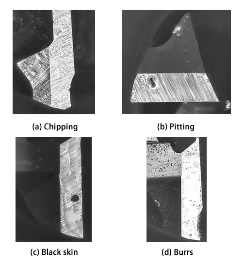 Fig.1 Surface defects of the milling cutter