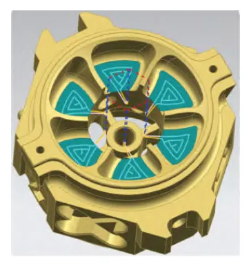 Fig. 3 Simulation effect of base shell part processing