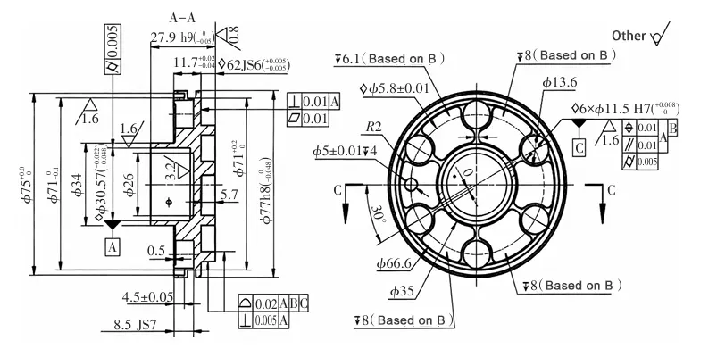 Figure 1. Drawing of the scroll disk parts Figure 1. Drawing of the scroll disk parts