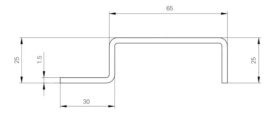 Figure 2. Calculation diagram for 90° bend unfolding