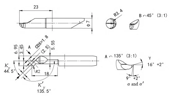 Figure 3 Tool Angle Design (Unit mm)