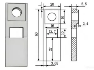 Fig.2 Schematic diagram of geometric features in the hinge bracket ear