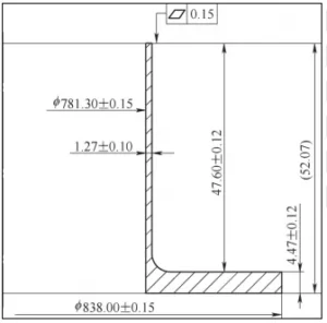 Figure 1 Structure of a large diameter, L shaped, thin walled ring component