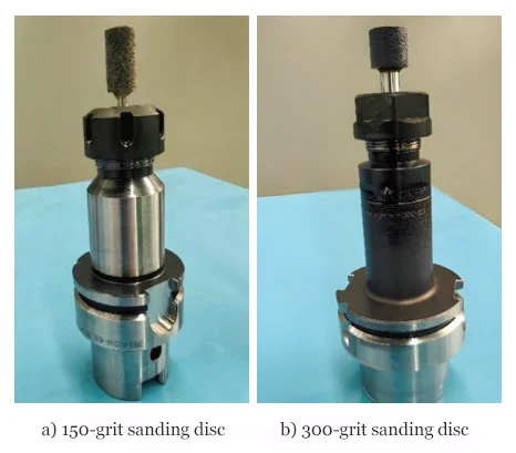 Figure 3 Elastic grinding head with green silicon carbide abrasive and its clamping system