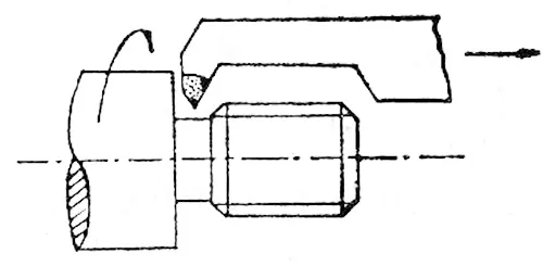 Figure 1 Reverse cutting of external thread Figure 1 Reverse cutting of external thread