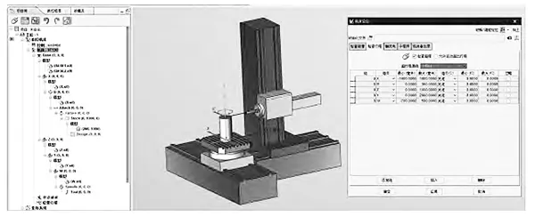 Figure 5. Simulation software setup of machine tool structure and parameter settings