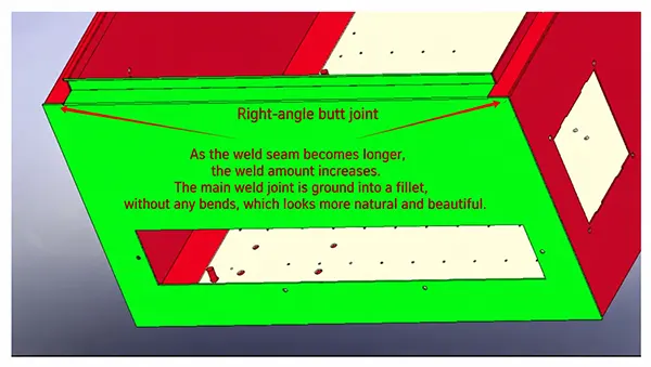 Figure 1. Right angle splicing he weld seam is long and the rounded corners need to be ground Figure 1. Right angle splicing he weld seam is long and the rounded corners need to be ground