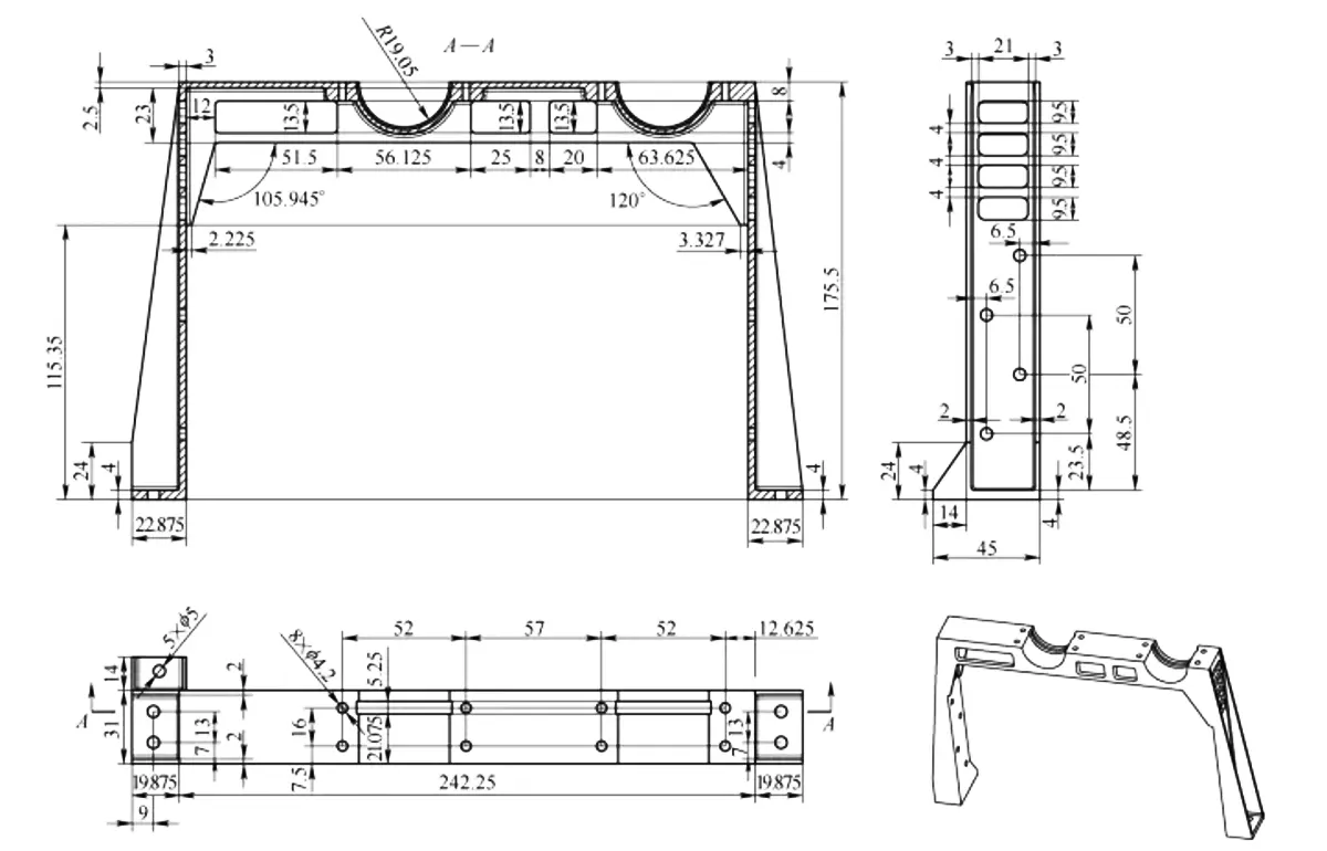 Figure 1. Thin walled aluminum alloy component with low rigidity Figure 1. Thin walled aluminum alloy component with low rigidity