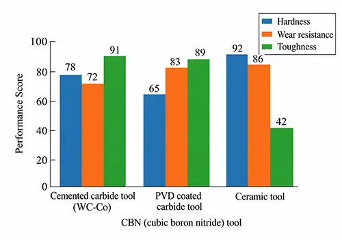 Figure 2 Comparison of cutting tool material properties