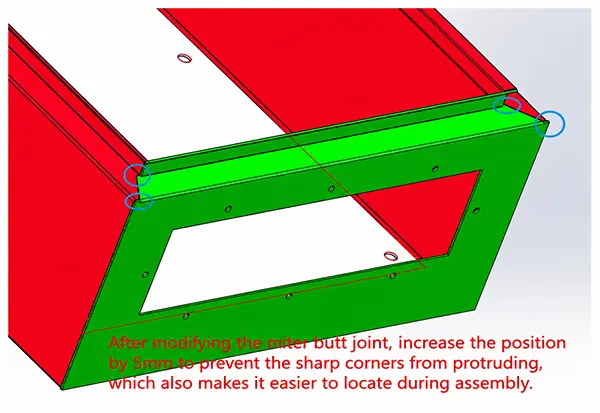 Figure 3 Improved beveled splicing 5mm clearance is added to prevent obstruction and facilitate positioning Figure 3 Improved beveled splicing 5mm clearance is added to prevent obstruction and facilitate positioning