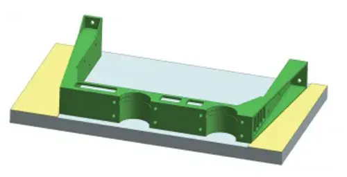 Figure 3. The workpiece is fixed on the tooling plate. Figure 3. The workpiece is fixed on the tooling plate.