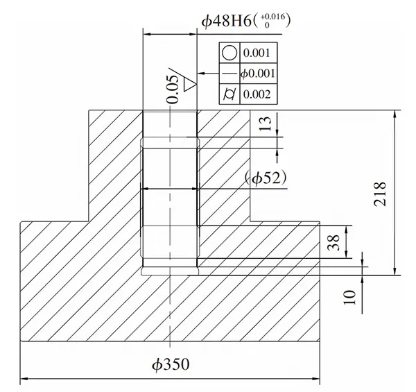Figure 1. Machining requirements for the center hole of the pump cover.